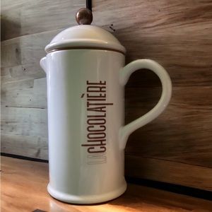 Crate & Barrel La Chocolatiere Hot Cocoa or Coffee French Press, Stoneware